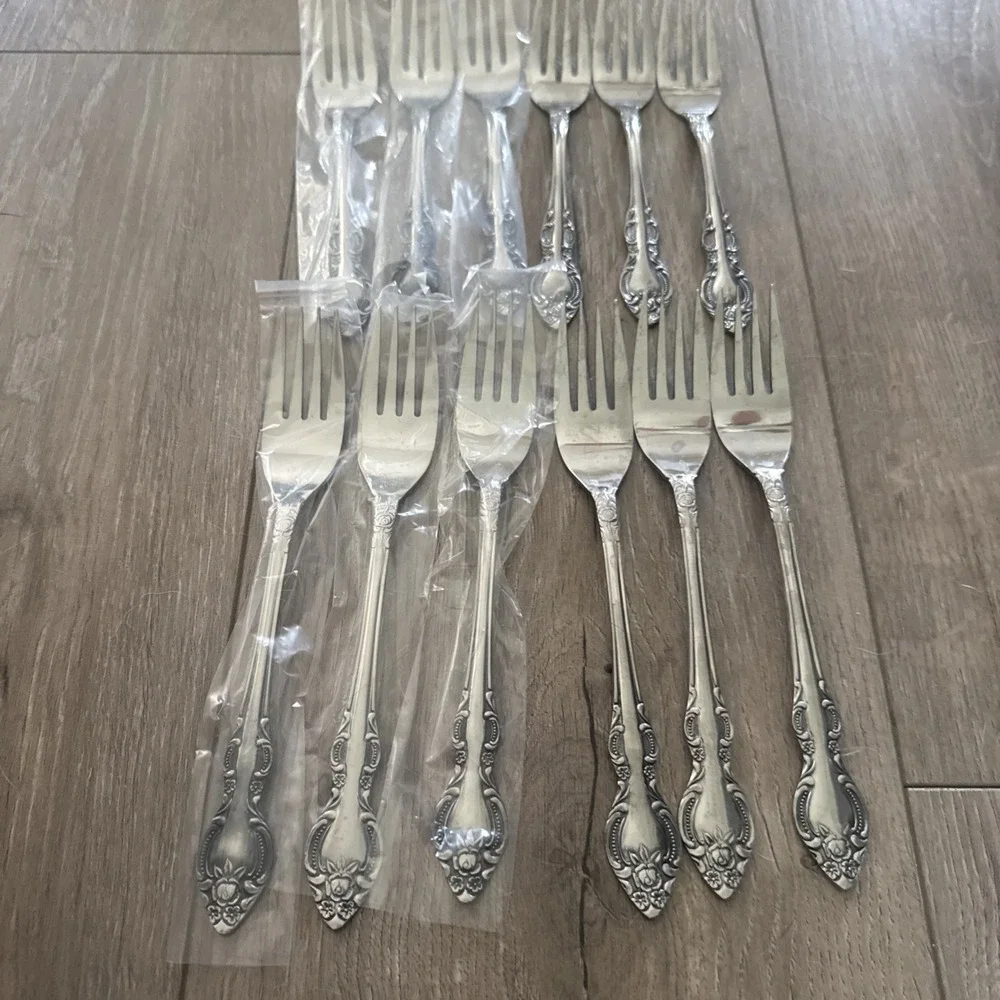 6 Dinner Forks &‎ 6 Salad Fork LISETTE Rogers Stanley Roberts Stainless Japan
